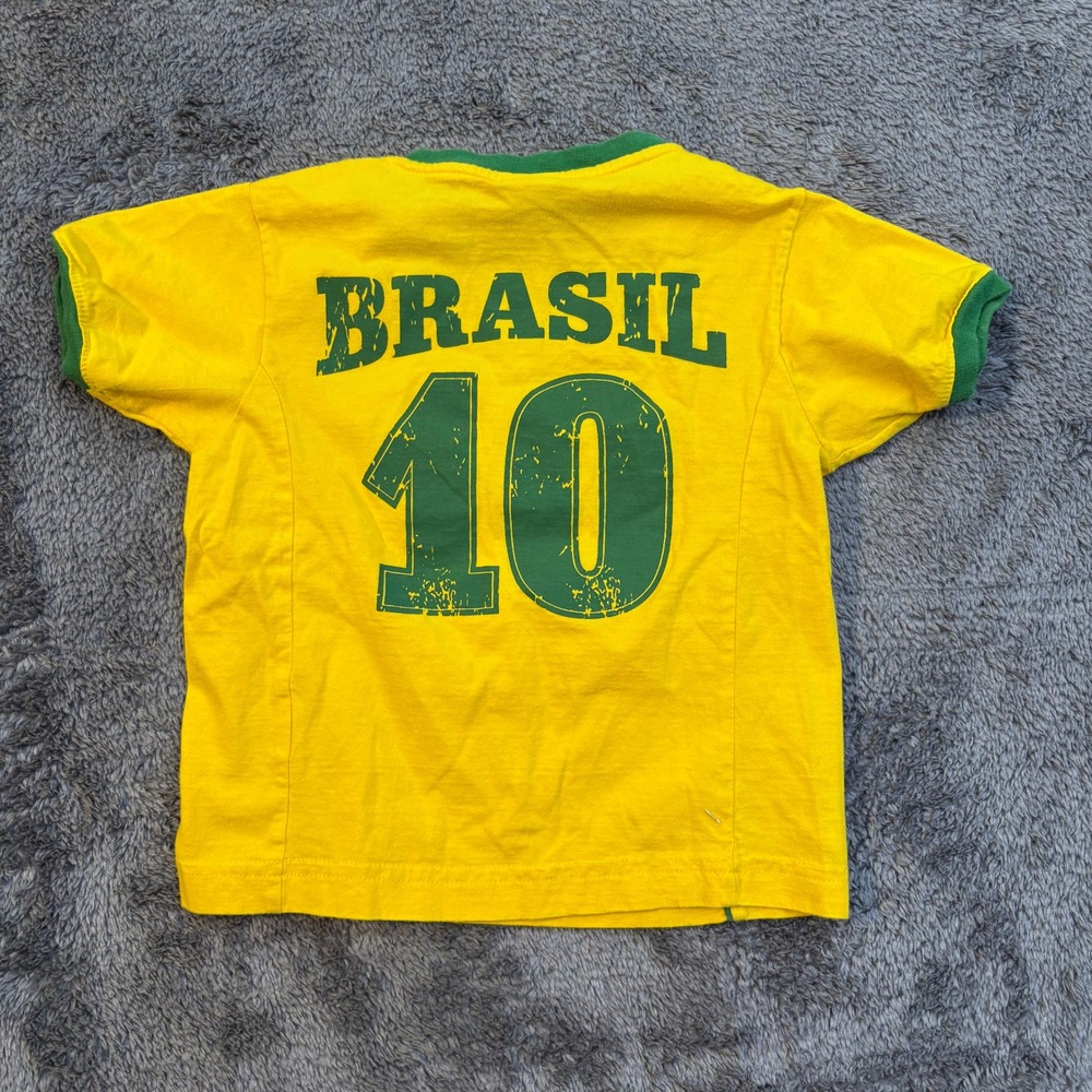 Pierim Brasil 10 Soccer Jersey Tee Toddler Size P 2-4 Yellow Green Brazil Shirt